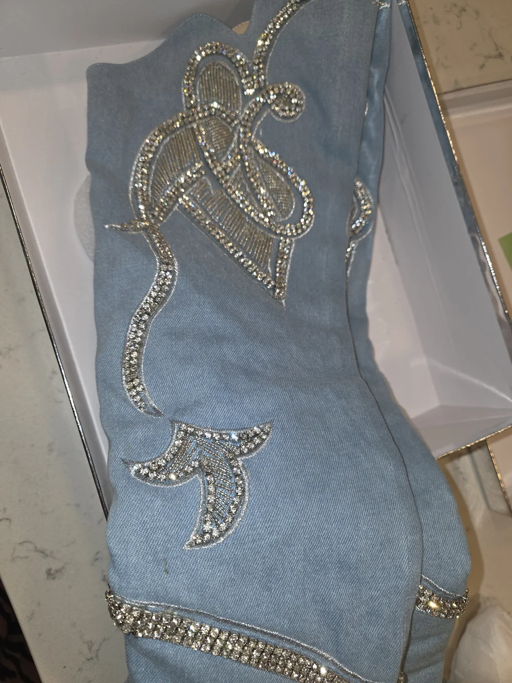 AKIRA Everlee-Denim Boots - Denim Blue